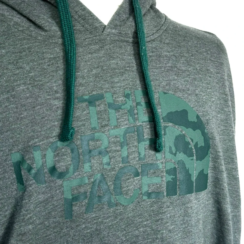 THE NORTH FACE Men's XXL Green‎ Pullover Sweatshirt Hoodie Camo Logo Pocket